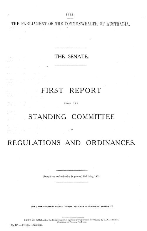 First report from the Standing Committee on Regulations and Ordinances