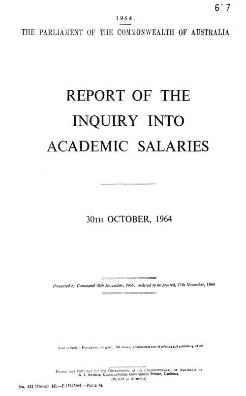 Report of the Inquiry into Academic Salaries, 30th October 1964