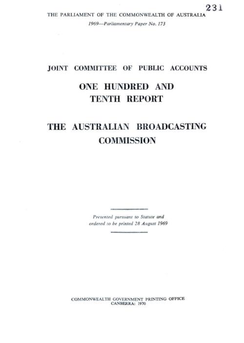 The Australian Broadcasting Commission / Joint Committe on Public Accounts