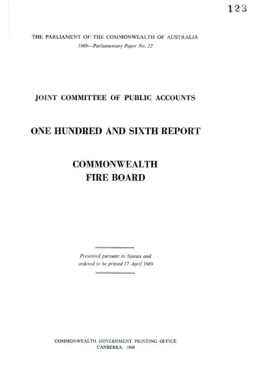 One hundred and sixth report : Commonwealth Fire Board / Joint Committee of Public Accounts