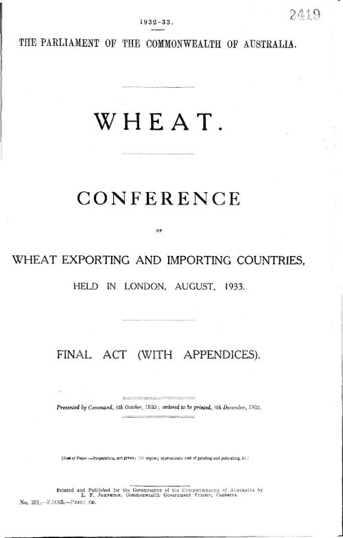 Conference of wheat exporting and importing countries : final act with appendices