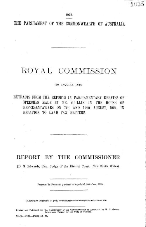 Report by the Commissioner