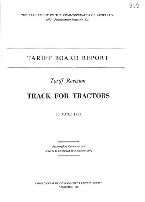 Tariff revision : track for tractors, 30 June 1971
