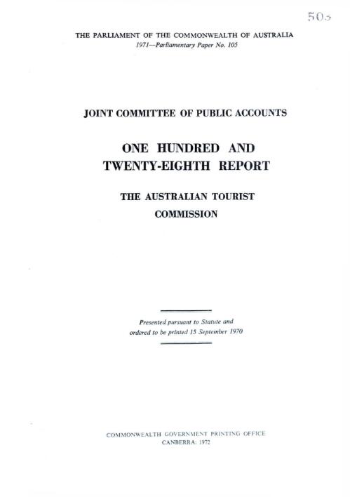 One hundred and twenty-eighth report : the Australian Tourist Commission / Joint Committee of Public Accounts