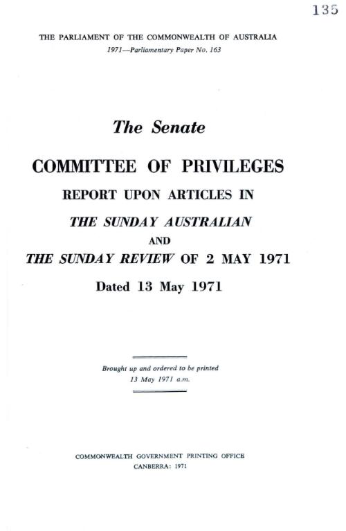 Report upon articles in The Sunday Review and The Sunday Australian of 2 May 1971