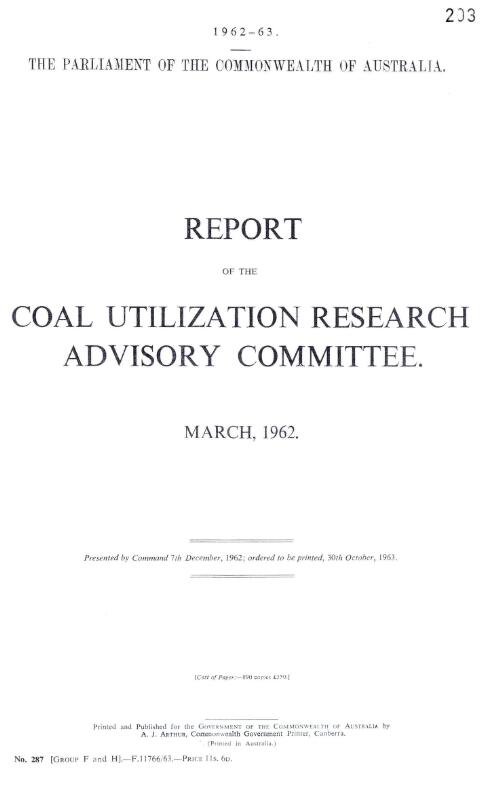 Report of the Coal Utilization Research Advisory Committee