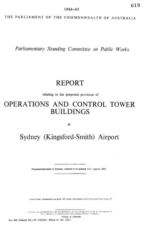 Report relating to the proposed provision of operations and control tower buildings at Sydney (Kingsford-Smith) Airport