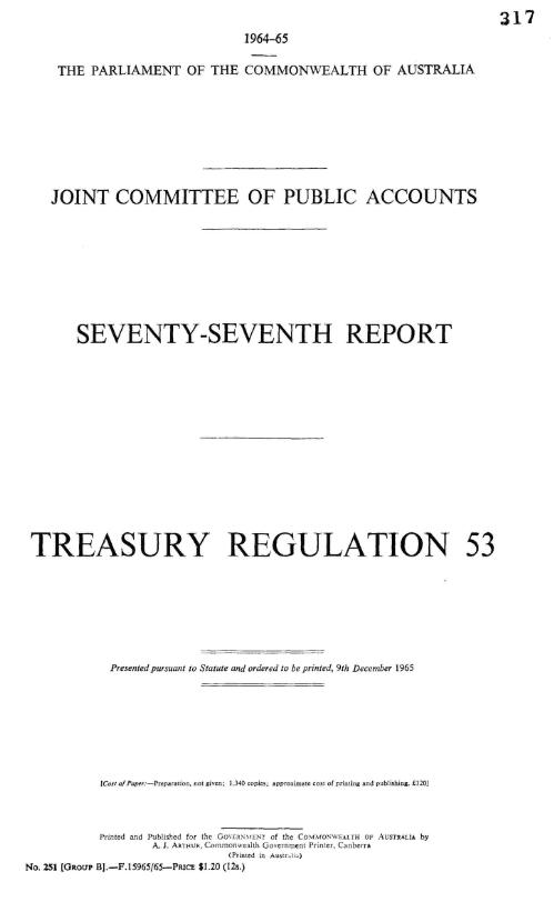 Seventy-seventh report : Treasury regulation 53 / Joint Committee of Public Accounts