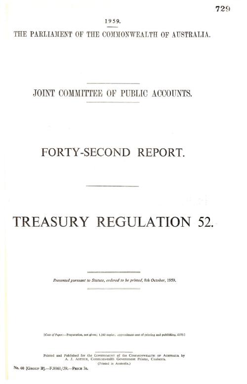 Forty-second report : Treasury regulation 52 / Joint Committee of Public Accounts