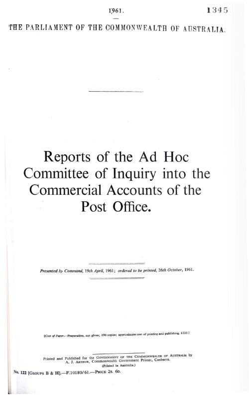 Report of the Ad Hoc Committee of Inquiry into the Commercial Accounts of the Post Office