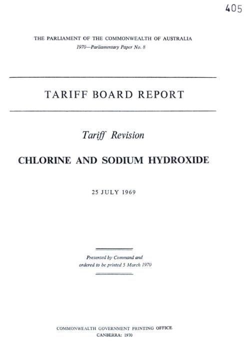 Tariff revision : chlorine and sodium hydroxide, 25 July 1969