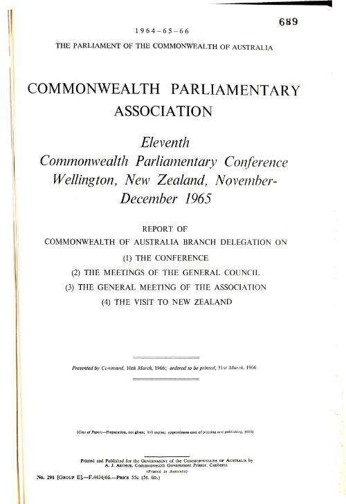Report of Commonwealth of Australia Branch delegation on (1) The conference, (2) The meetings of the general cuncil, (3) The general meeting of the association, (4) The visit to New Zealand