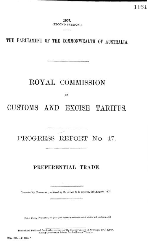 Progress report no. 47. : Preferential trade