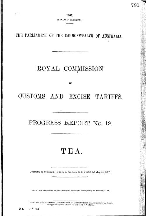 Progress report no. 19. : Tea