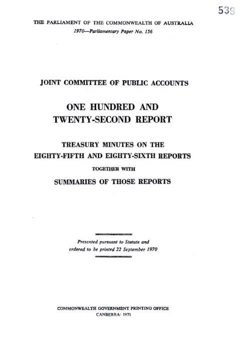 Treasury minutes on the eighty-fifth and eighty-sixth reports, together with summaries of those reports / Joint Committee of Public Accounts