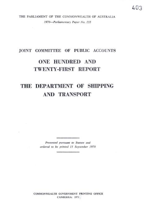 The Department of Shipping and Transport / Joint Committee of Public Accounts