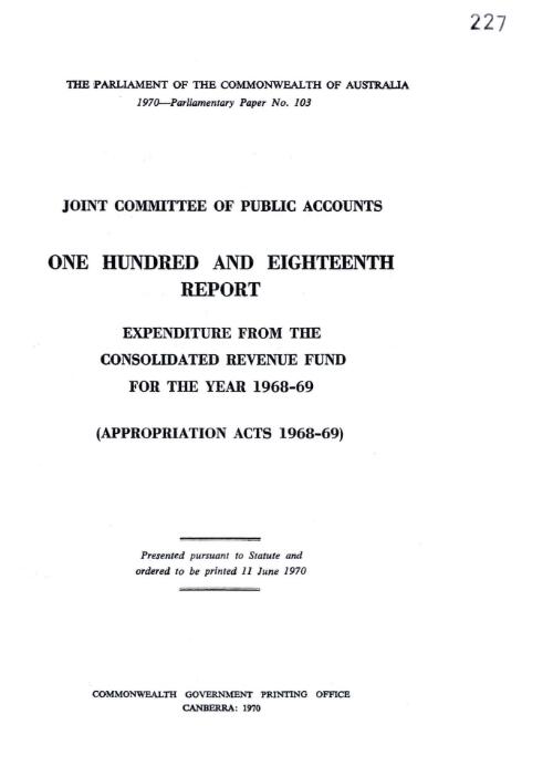 Expenditure from the Consolidated Revenue Fund for the year 1968-69 : (Appropriation Acts 1968-69) / Joint Committee of Public Accounts