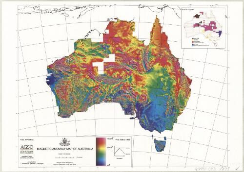 Magnetic anomaly map of Australia [cartographic material] : scale 1:25 000 000 / compiled by C. Tarlowski, F. Simonis & P. Milligan ; AGSO Airborne Group Geophysical Mapping