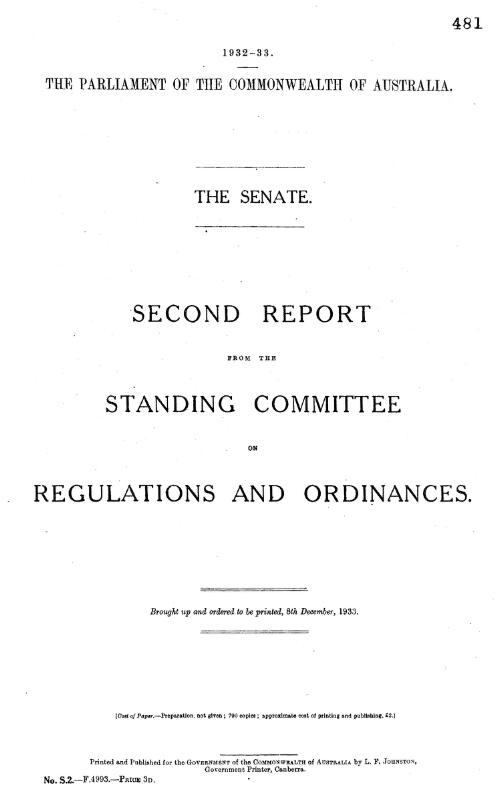 Second report from the Standing Committee on Regulations and Ordinances