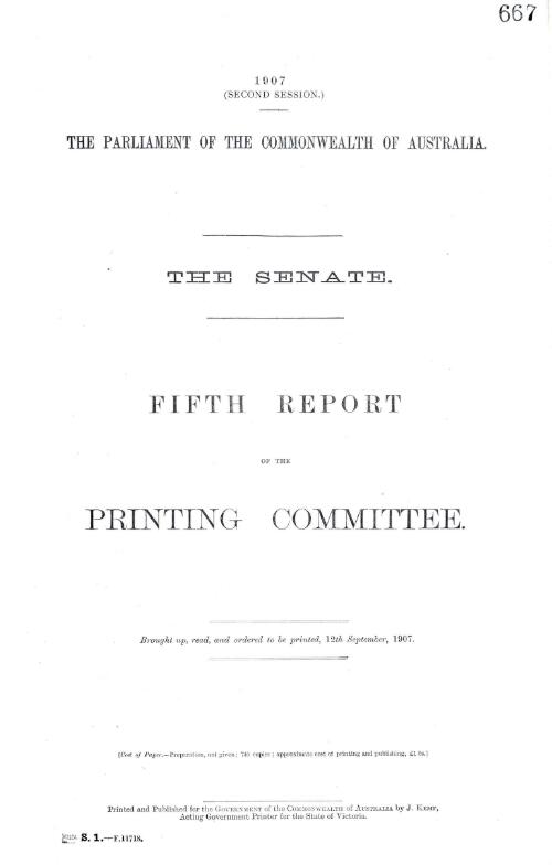 Senate - fifth report of the Printing Committee - 1907