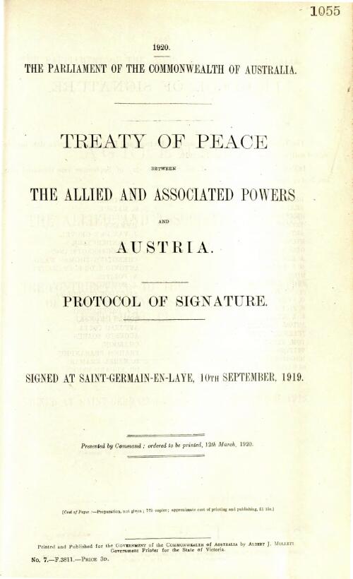 Treaty of peace between The Allied and Associated Powers and Austria - protocol of signature - signed at Saint-Germain-en-Laye, 10th September, 1919