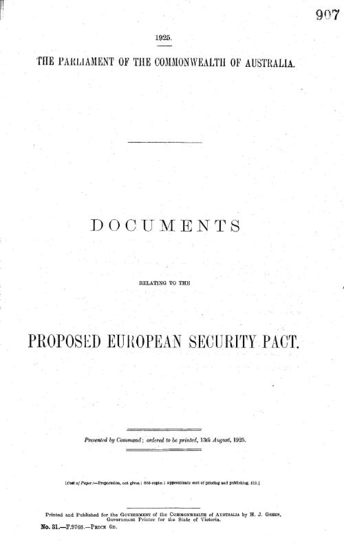 Documents relating to the proposed European Security Pact - 1925