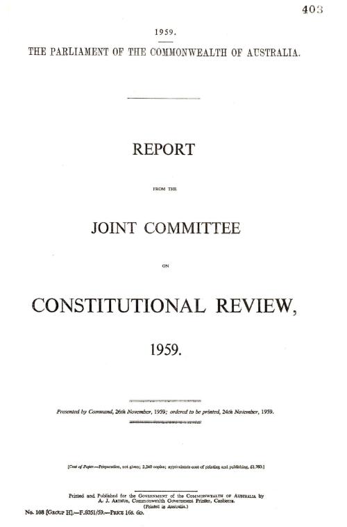 Report from the Joint Committee on Constitutional Review, 1959