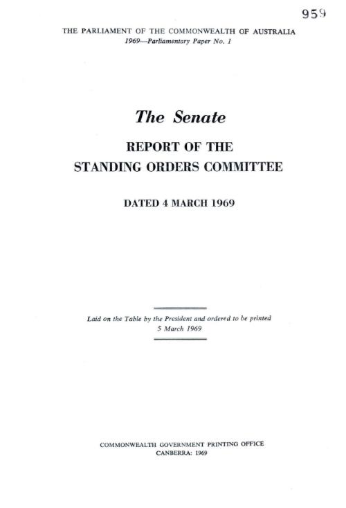 Senate - report of the Standing Orders Committee - dated 4 March 1966