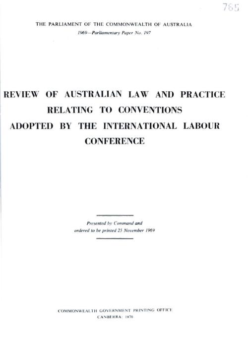 Review of Australian law and practice relating to conventions adopted by the International Labour Conference