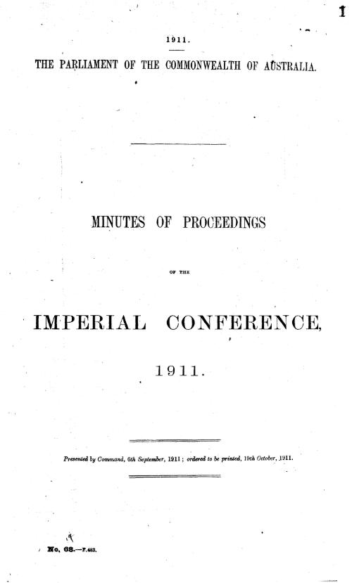 Minutes of proceedings of the Imperial Conference, 1911