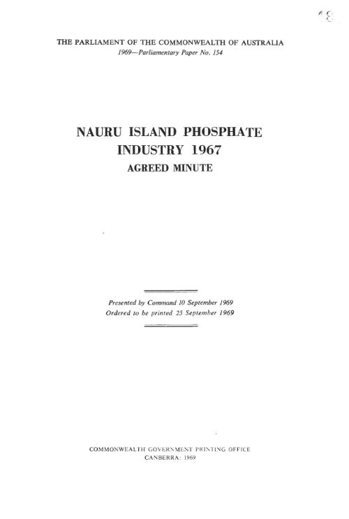 Nauru Island phosphate industry 1967 - agreed minute - 1969