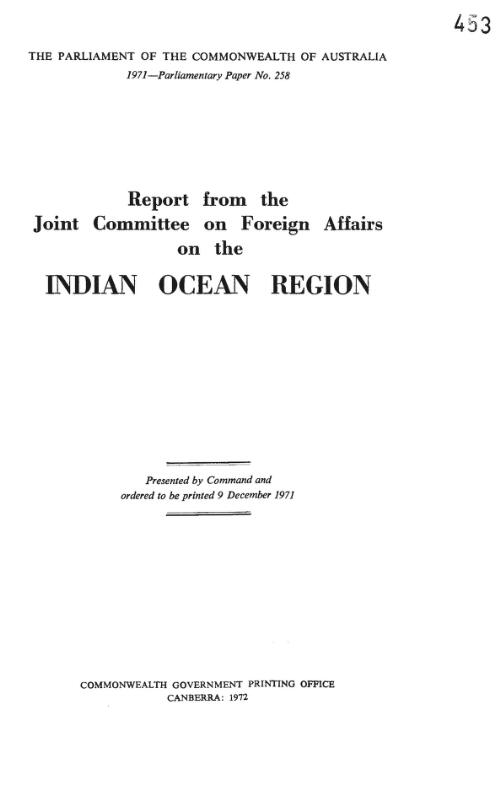 Report from the Joint Committee on Foreign Affairs on the Indian Ocean Region