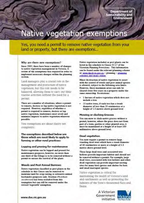 Native vegetation exemptions