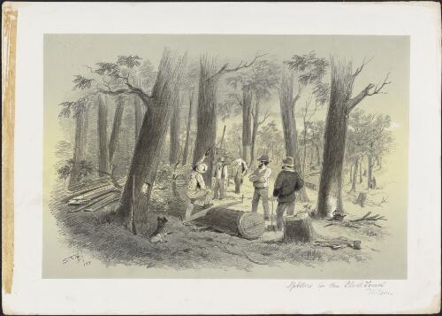 Splitters in the Black Forest, Woodend, Victoria, 1855 / S. T. Gill