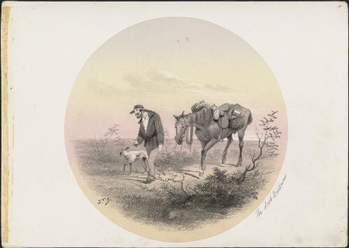 The lost bushranger with his horse and dog, 1855 / S. T. Gill