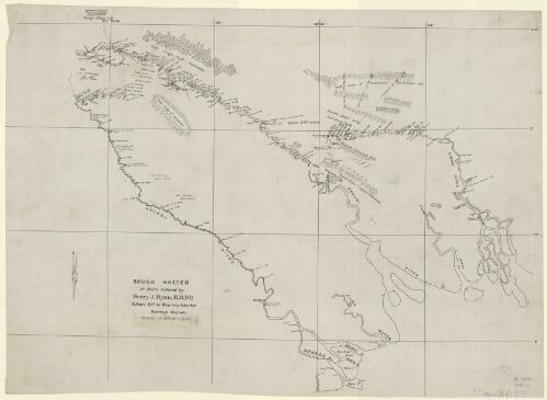 Rough sketch of route followed by Henry J. Ryan, R.M.D.D., Kikori Stn. to western interior : bearings-magnnetic