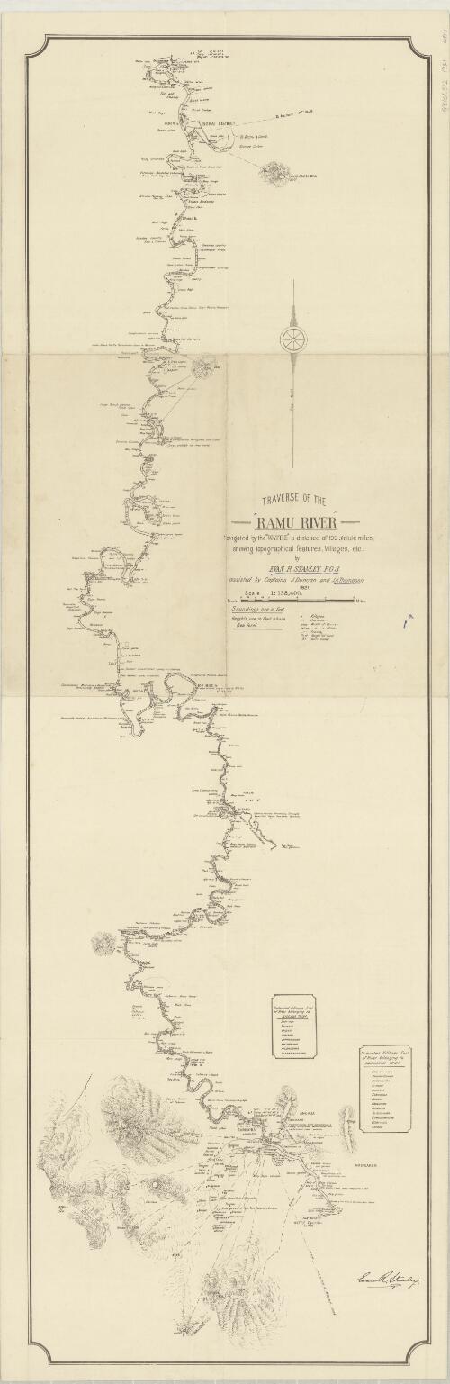 Traverse of the Ramu River, navigated by the "Wattle" a distance of 199 statute miles, shewing topographical features, villages, etc. / by Evan R. Stanley, F.G.S. assisted by Captains J. Duncan and J.H. Thompson