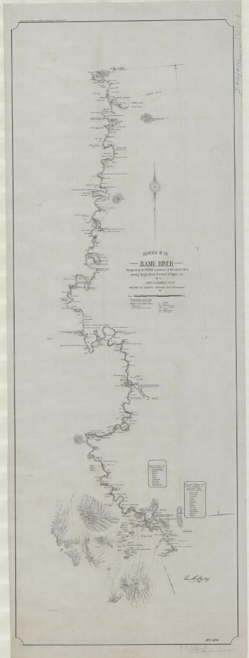 Traverse of the Ramu River, navigated by the "Wattle" a distance of 199 statute miles, shewing topographical features, villages, etc.  / by Evan R. Stanley, F.G.S., assisted by Captains J. Duncan and J.H. Thompson, 1921