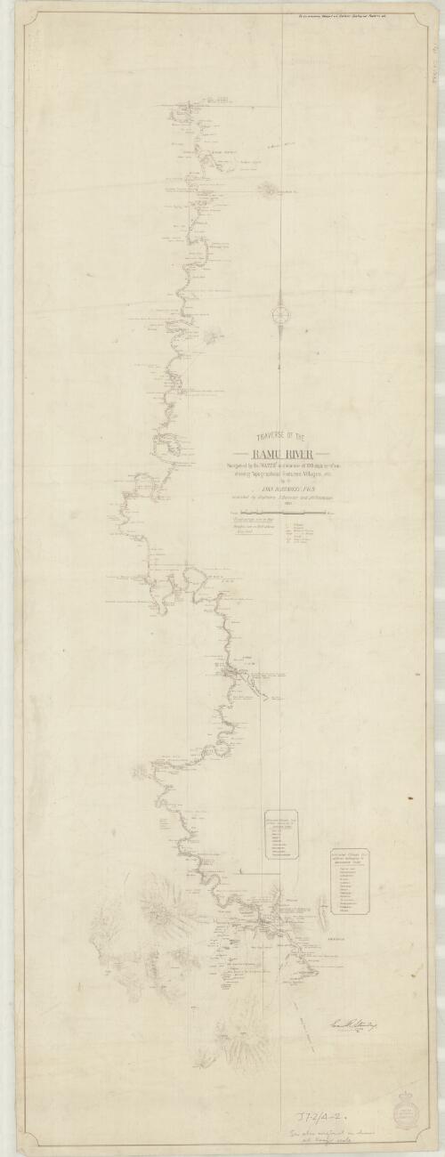 Traverse of the Ramu River, navigated by the "Wattle" a distance of 199 statute miles, shewing topographical features, villages, etc.  / by Evan R. Stanley, F.G.S., assisted by Captains J. Duncan and J.H. Thompson, 1921
