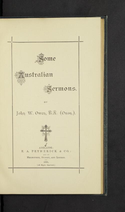 Some Australian sermons / by John W. Owen