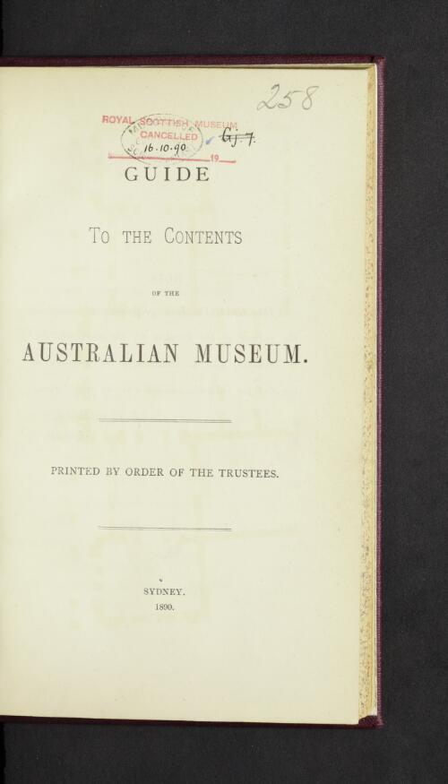 Guide to the contents of the Australian Museum