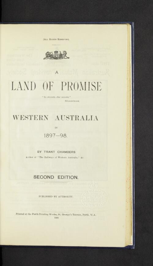 A land of promise : Western Australia in 1897-98 / by Trant Chambers