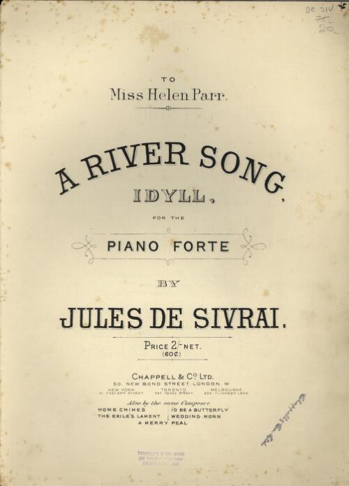 A river song [music] : idyll : for the piano forte / by Jules De Sivrai