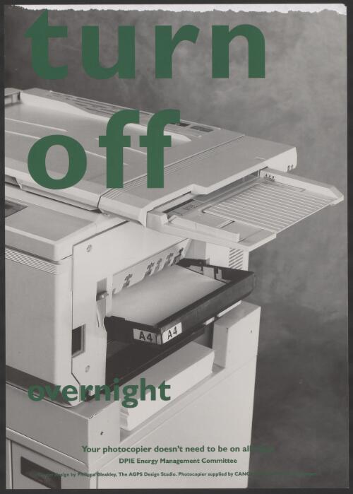 Turn off [picture] : overnight / poster design by Philippa Bleakley