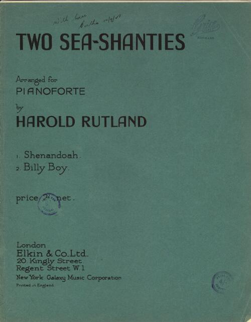 Two sea-shanties [music] / arranged for pianoforte by Harold Rutland
