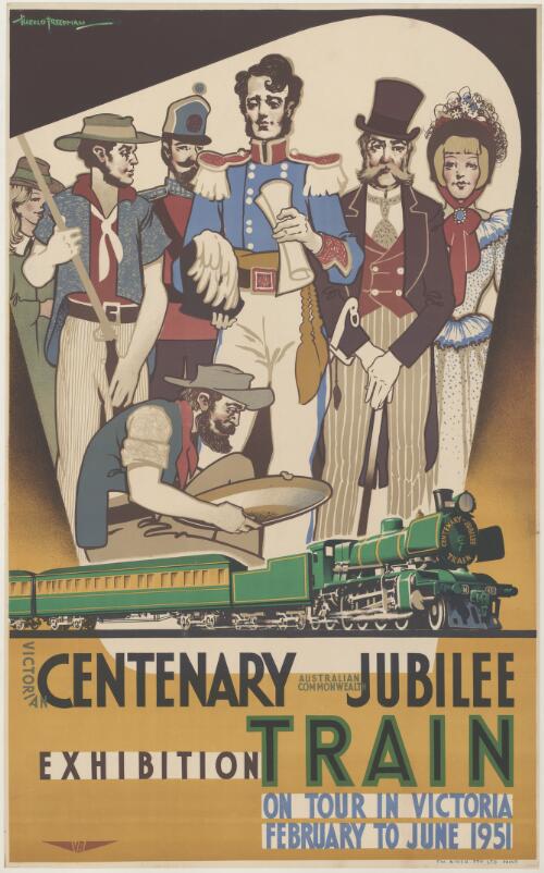 Victorian centenary, Australian Commonwealth jubilee exhibition train [picture] : on tour in Victoria, February to June 1951/ Harold Freedman