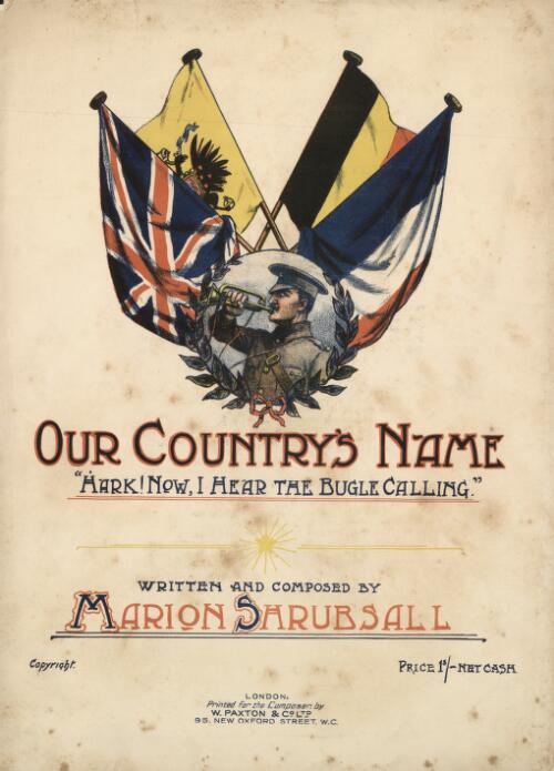 Our country's name [music] : Hark! Now, I hear the bugle calling / written and composed by Marion Shrubsall