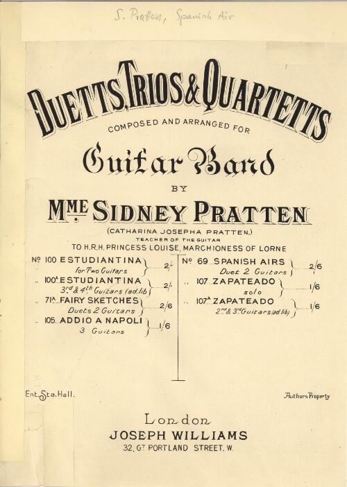 Spanish air / arranged for the machette and guitar by Madame Sidney Pratten