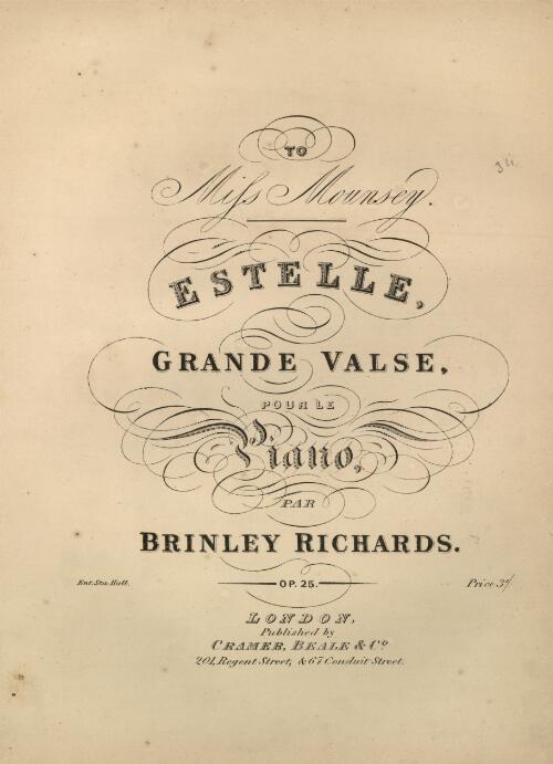 Estelle, op. 25 [music] : grande valse pour le piano / par Brinley Richards