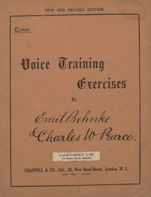 Voice-training exercises for tenor [music] by Emil Behnke and Charles W. Pearce